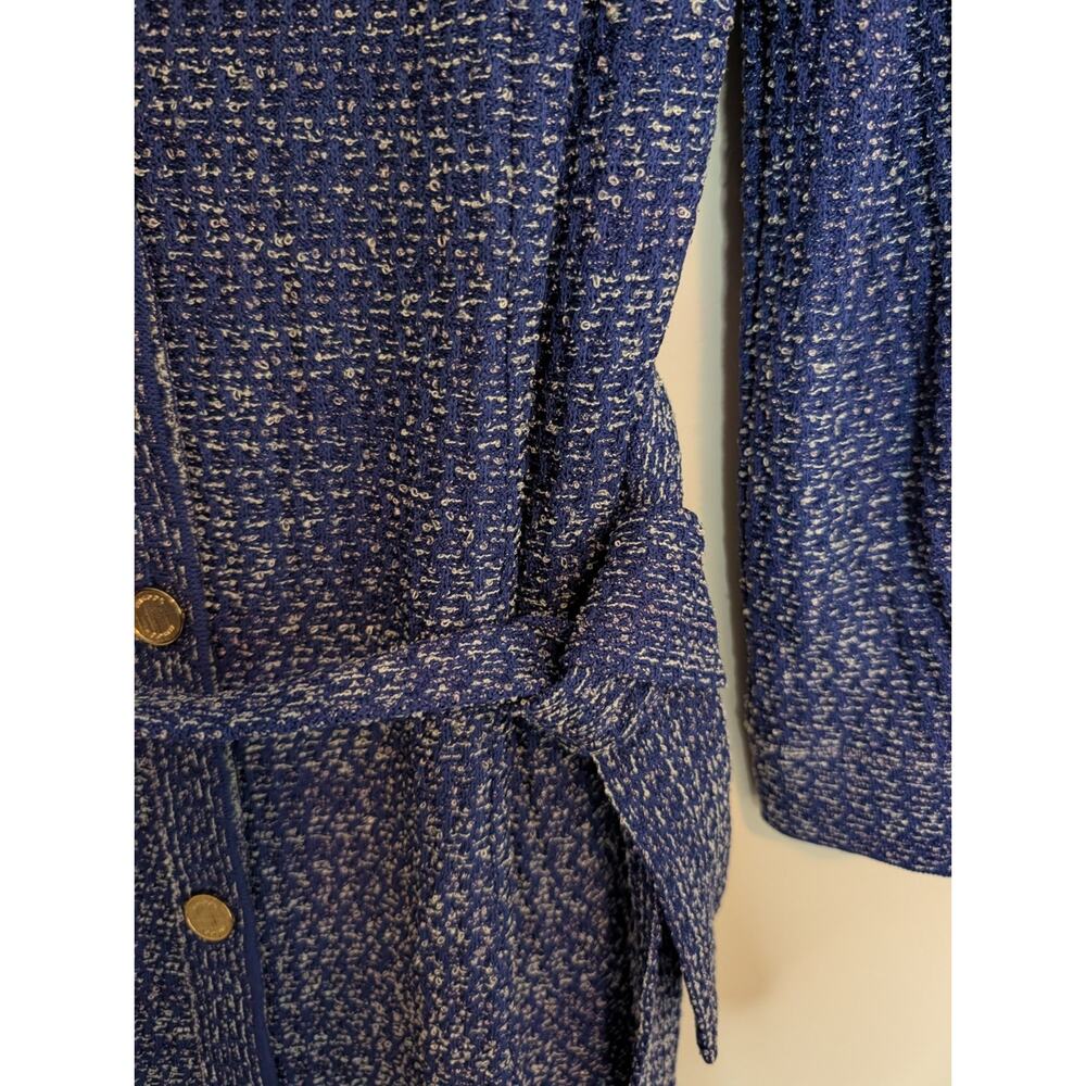 Misook Belted Tweed Knit Midi Dress - Starry Night Blue Size Small - Picture 5 of 12